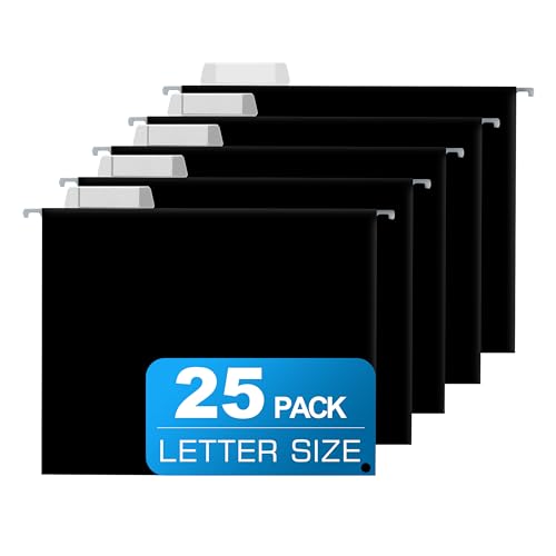 Eco-Friendly 25 Packs Hanging File Folders,Black Letter Size File Folder,Designed for Kit