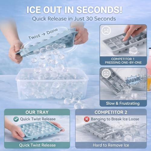 Minimalist WIBIMEN Ice Cube Tray with Lid and Bin for Daily Use