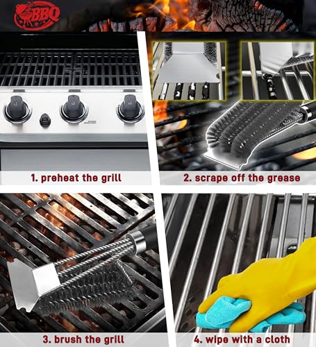 TNTOR Grill Brush with Scraper, 18" Adjustable Essentials
